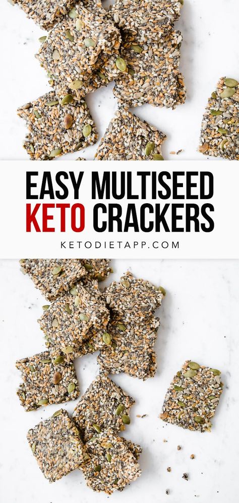 These crispy low-carb crackers are nut-free, grain-free, dairy-free, egg-free and perfect for healthy snacking. A crunchy keto snack ideal for lunchboxes. #keto #lowcarb #paleo #snacks #vegan #vegetarian Hflc Recipes, Keto Cracker, Dairy Free Keto Recipes, Keto Crackers, Snacks Vegan, Seed Crackers, Low Carb Crackers, Low Fat Low Carb, Low Carb Low Fat Recipes