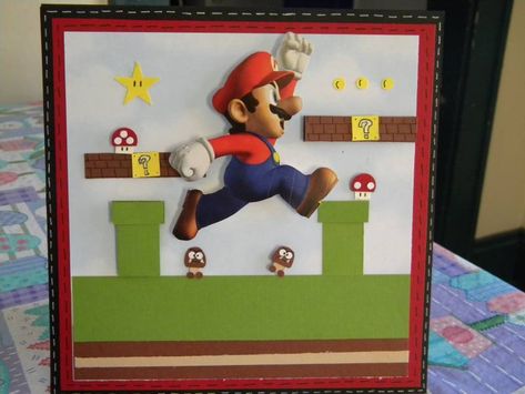 Mario Birthday Card, Mario Und Luigi, Mario Crafts, Super Mario Birthday, Birthday Cards For Boys, Mario Birthday, Boy Cards, Miss You Cards, Birthday Card Design