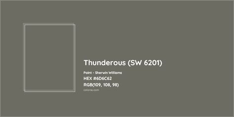 Sherwin Williams Thunderous (SW 6201) Paint color codes, similar paints and colors Thunderous Sherwin Williams Color Palettes, Thunderous Paint Sherwin Williams, Sw Thunderous Paint, Sherwin Williams Thunderous Cabinets, Sw Thunder Gray Exterior, Sw Thunderous Cabinets, Sw Thunderous Exterior, Thunderous Sherwin Williams Cabinets, Thunderous Satin Sherwin Williams