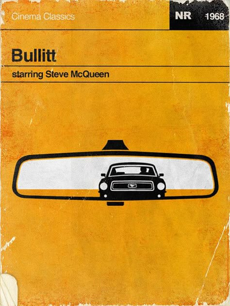 From waynedahlberg:  There is a trend lately to design retro, penguin-book style covers and posters for popular movies and contemporary video games. Here's my take on my favorite car chase movie, Bullitt, starring Steve McQueen. Wall Wrap, Coffee Graphics, Type Face, Graphisches Design, 타이포그래피 포스터 디자인, Alternative Movie Posters, Porsche 356, Car Posters, Poster Retro