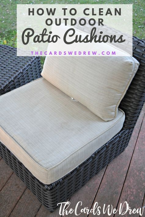 Clean Patio Cushions, Cleaning Patio Furniture, Diy Patio Cushions, Patio Furniture Cleaner, Outside Cushions, Clean Outdoor Furniture, Patio Cushion Covers, Clean Patio, Outdoor Cleaning