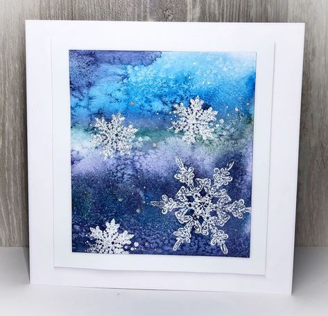 Watercolour and salt technique – Inkybliss creations Watercolour And Salt Painting, Christmas Salt Painting, Watercolor And Salt Painting, Watercolor Winter Cards, Watercolour Snowflakes, Winter Watercolor Simple, Watercolor And Salt, Inkybliss Creations, Painting Snowflakes