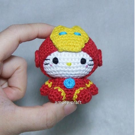 Crochet Iron Man, Bear Outfit, Hello Kitty Crochet, Sanrio Stuff, Temperature Blanket, Teddy Bear Clothes, Hello Kitty Art, Crochet Design Pattern, Acrylic Nails Coffin Pink