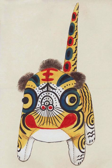 Japanese Toy Tiger | Image of an old Japanese toy tiger conv… | Flickr Chinese Folk Art, Fu Dog, Japanese Illustration, Japanese Toys, 자수 디자인, Watercolor Sketch, Japanese Prints, Chinese Art, Asian Art