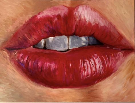 Mouth Painting Acrylic, Painting Lips Acrylic, Lips Painting Acrylic, Painting Of Lips, Lip Painting, Human Face Drawing, Mouth Painting, Lip Pictures, Peony Drawing