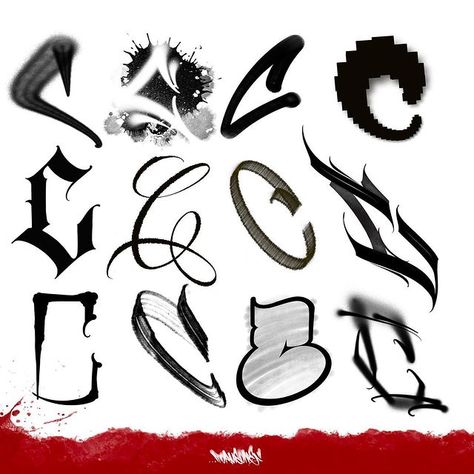 C Graffiti Letter, Tattoo Letter C, Cholo Graffiti, Graffiti Letter C, Letter Sketch, Font Symbols, Procreate Graffiti, Graffiti C, Make Brushes