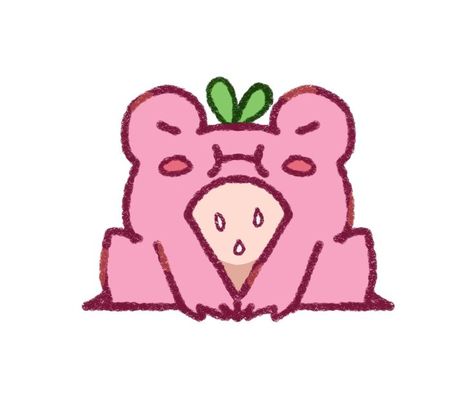 Bean Bag Drawing, Strawberry Frog Drawing, Frog Heart Drawing, Pink Frog Drawing, Pink Frog Aesthetic, Pink Frog Banner, Angry Frog, Ride Logo, Frog Icon