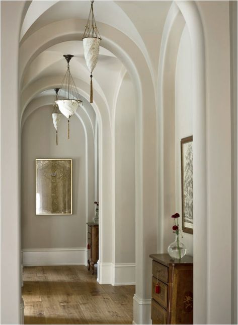 Enviable Interior Arches | Centsational Style Arched Hallways In Home, Arch Drywall, Vaulted Hallway, Arch Hallway, Arched Hallway, Glass Hallway, Country Hallway, Harrison Design, Natural Selection