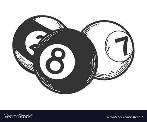 Pool Ball Tattoo Ideas, Pool Balls Tattoo, Pool Table Tattoo Ideas, Pool Stick Tattoo, Pool Ball Drawing, Billiard Drawing, 8 Ball Sketch, Pool Tattoo Ideas, Billiard Tattoo