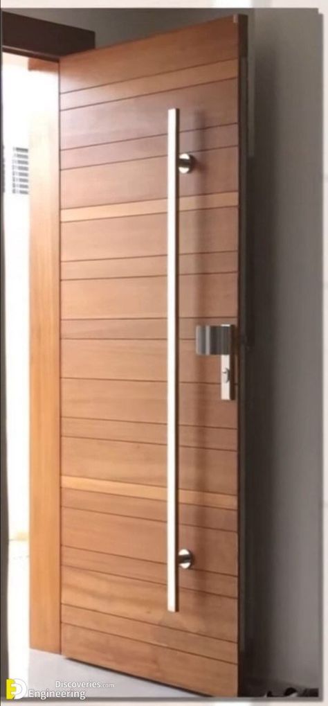 35 Most Beautiful Wooden Door Design Shapes - Engineering Discoveries Pintu Interior, Wooden Door Entrance, Flush Door Design, Modern Wooden Doors, Modern Exterior Doors, House Main Door Design, Single Door Design, Main Entrance Door Design, Front Door Design Wood