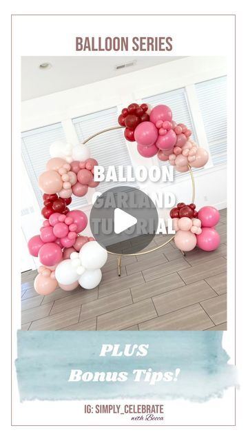 21K views · 1.3K likes | Becca Mansfield | Party Planner 🎉 on Instagram: "Balloon Garland TIPS 🎀  🎊 **Giveaway Closed** —— How to DIY balloons like a professional:  TIP 1️⃣ When you inflate balloons for a garland,  think “APPLES,” not pears. Round balloons sit tighter in a cluster and look so much better!  Press down on the balloon as you let some air out to create a round shape,  OR roll it on a surface as you let a little air out to make it round. 🍎🍎  TIP 2️⃣ Alternate method for tying clusters together: If it’s difficult to tie a neck in a cluster to another neck from the next cluster, use a 260 balloon to tie them together.  It will be MUCH easier to tie your balloons together if you don’t overinflate them. High quality balloons will be much easier to tie, stretch and maneuver. 💪 Balloon Garland On Round Arch, Balloon Hoop Diy, Round Balloon Arch Ideas, Balloon Clusters Diy, Round Balloon Garland, Balloon Garland Tips, Balloon Garland Tutorial, Balloon Tips, Ballon Diy