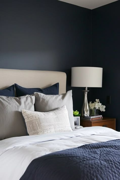 25 Navy Blue and Grey Bedroom Ideas We Love Bedroom Ideas Navy, Navy Blue And Grey Bedroom, Blue And Grey Bedroom Ideas, Bedroom Inspo Grey, Blue And Grey Bedroom, Baby Blue Bedrooms, Gray Bedrooms, Blue And Cream Bedroom, Grey Bedroom Ideas