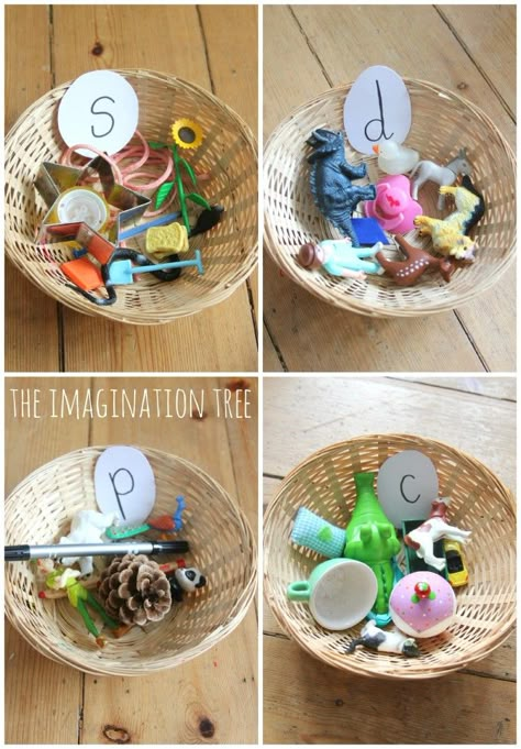 Sorting Baskets, Fun Phonics Activities, Phonics Activity, Imagination Tree, Letter Sound, Jolly Phonics, Phonics Games, Preschool Literacy, Letter Activities