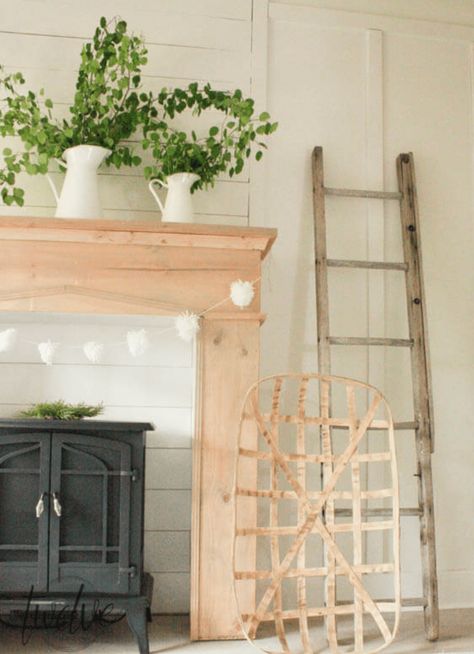 Farmhouse Faux Fireplace, Farmhouse Style Fireplace, Faux Fireplaces, Mantel Diy, Diy Faux Fireplace, Faux Farmhouse, Wood Shiplap, Faux Fireplace Mantels, Diy Mantel