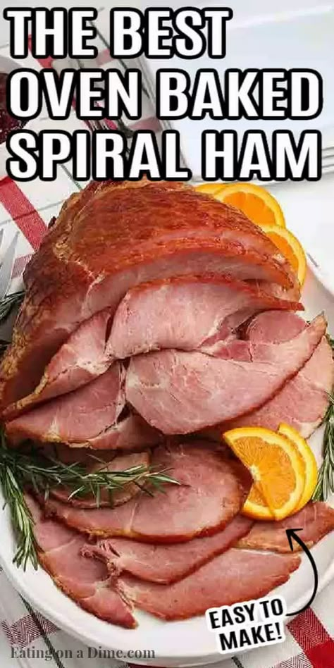 We are going to show you how to cook spiral ham that has the absolute best glaze. This easy ham recipe is tender and delicious for a great meal idea! Make this spiral ham in oven at Christmas, Easter and more. Each bite of this glazed baked ham is juicy and tender. #eatingonadime #spiralhamrecipe #ovenhowtocook #inovenbrownsugar Best Spiral Ham Recipe, What To Serve With Ham, Ham Dinner Sides, Glazed Spiral Ham, Baked Spiral Ham, Easy Ham Recipes, Cooking Spiral Ham, Ham In The Oven, Side Dishes For Ham