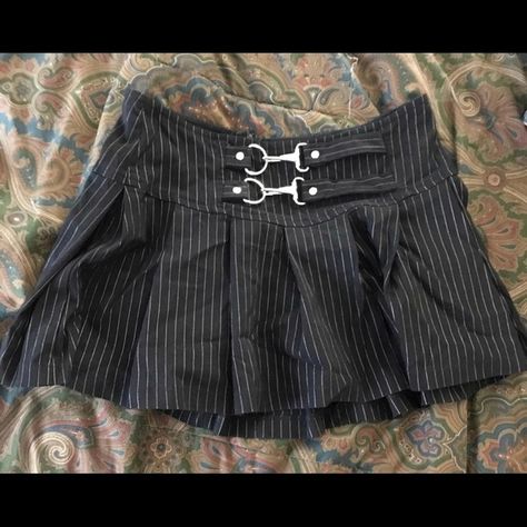 Vintage 90s Lip Service Pinstripe Gansta Pranskta Mini Skirt Goth Diys, 90s Lip, Lip Service Dress, Birthday Fit Ideas, Lip Service Clothing, Gothic Wardrobe, Horror Game Protagonist, Nyc Fits, Game Protagonist