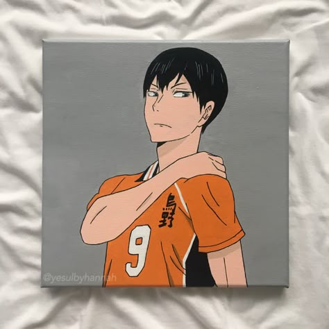 Painting On Canvas Anime, Kageyama Painting, Haikyuu Canvas Painting, Anime Paintings On Canvas, Haikyuu Painting Ideas, Haikyuu Painting, Anime Canvas Painting Easy, Simple Anime Painting, Anime Painting Acrylic