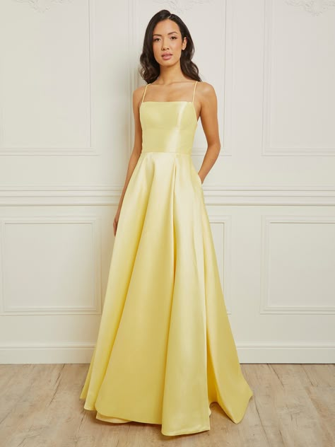 Rebecca - Yellow Baby Yellow Prom Dresses, Pale Yellow Gown, Yellow Dress Outfit Classy, Pastel Yellow Prom Dress, Light Yellow Prom Dress, Destination Wedding Party, Gold Gowns, Red Carpet Dresses Prom, Yellow Ball Gown