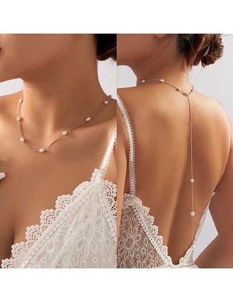 Jóias Body Chains, Beach Party Gifts, Simple Bride, Backdrops Necklace, Bridal Pearl Necklace, Sunglasses Women Oversized, Body Chains, Necklace Dress, Back Necklace