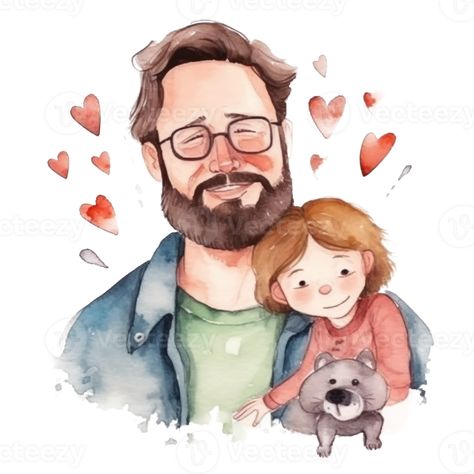 Father with child. Watercolor Father's Day Illustration. Illustration AI Generative Father's Day Illustration, Day Illustration, Man Character, White Bear, Book Projects, The Father, Children Illustration, Drawing For Kids, Free Png