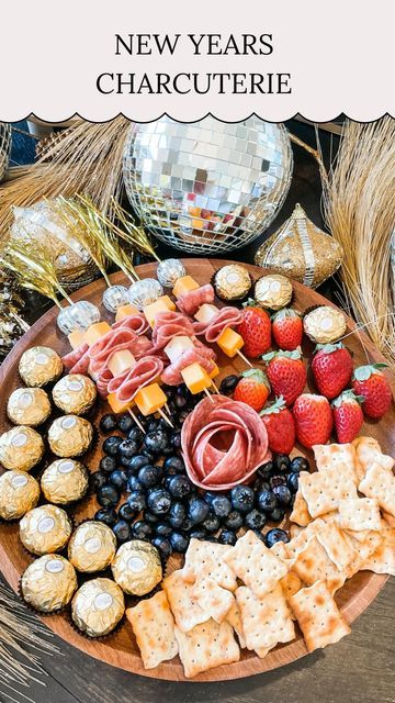 Disco Charcuterie Board, Disco Ornaments, Nye Charcuterie Board, New Years Charcuterie, Drink Tables, Charcuterie Party, Snack Board, Cocktail Picks, Ring In The New Year