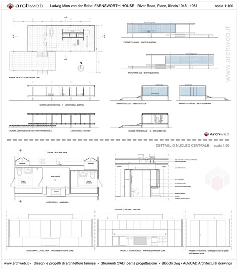 Farnsworth House drawings plan                                                                                                                                                                                 Más Farnsworth House Drawing, Farnsworth House Plan Dimensions, Mies Van Der Rohe Plan, Farnsworth House Plan, Mies Van Der Rohe Farnsworth House, House Drawings, Usonian House, Googie Architecture, Pavilion Plans