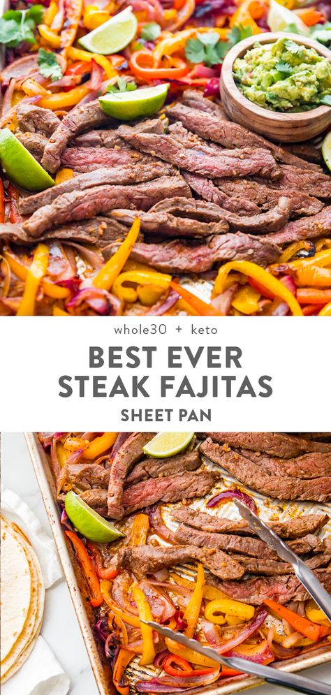 Sheet Pan Fajitas, Pan Fajitas, Quick Guacamole, Healthy Steak, Beef Fajitas, Low Carb Low Fat Recipes, Whole30 Keto, Boiled Egg Diet Plan, Lettuce Cups