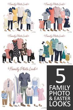 Family Photo Outfits For Spring, Family Photo Shoot Outfits Spring, Outfit Ideas For Family Pictures Spring, Easter Outfit Ideas Family, Clothes For Family Pictures Summer, Pastel Family Photoshoot, Spring Outfits Photoshoot Family, Spring Colors For Family Photos, Easter Family Outfits Color Combos