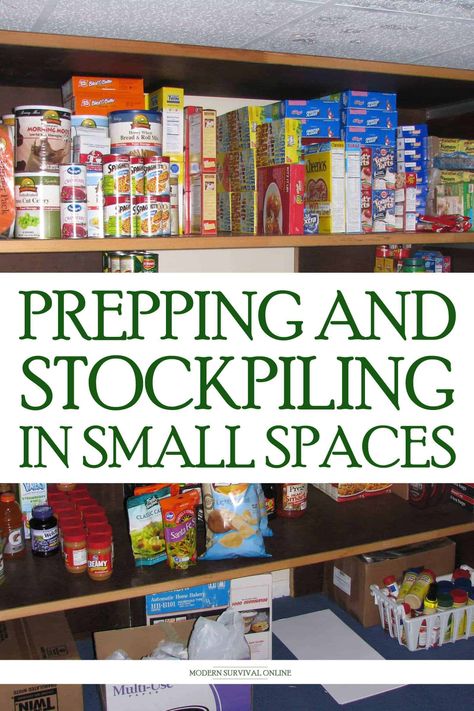 Survival Room Ideas, Food Storage Small Spaces, Food Storage For Small Spaces, Prepping In An Apartment, Prepper Storage Ideas, Food Storage Ideas For Small Spaces, Prepper Closet, Prepping Organization, Cold Room Storage Ideas