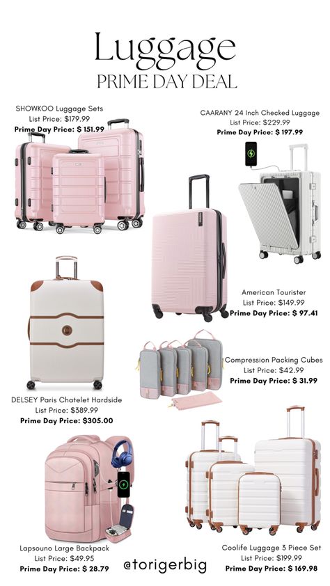 Some of my favorite luggage is on sale today! Be sure to check it out. #AmazonPrime #sale #ltk #travel Follow my shop @torigerbig on the @shop.LTK app to shop this post and get my exclusive app-only content! #liketkit #LTKxPrime #LTKsalealert #LTKtravel @shop.ltk https://liketk.it/4kM0T Luggage Aesthetic, Pretty Luggage, Prime Day Deals, Travel Capsule, American Tourister, Travel Capsule Wardrobe, Cute Purses, Travel Aesthetic, Travel Bags