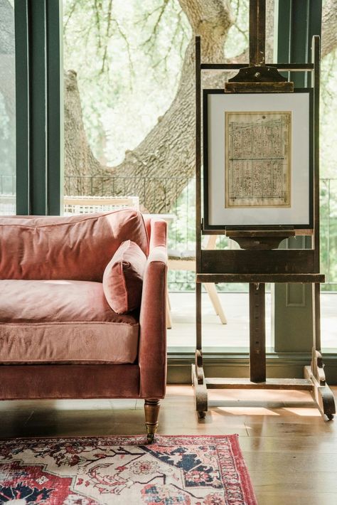 Velvet Couch Living Room, Pink Velvet Couch, Holly House, Pink Couch, Velvet Couch, Pink Sofa, Plain Jane, Joanna Gaines, Couches Living Room