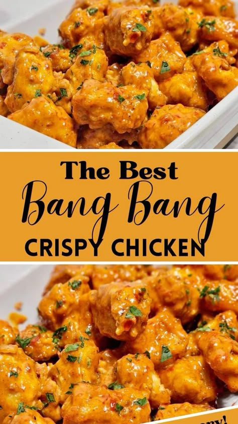 Looking for some fresh new dinner ideas? Check out my crispy bang bang chicken! This recipe is a super easy one! You'll have a delicious Asian dish in no time! Honey Garlic Chicken Recipes, Baked Jerk Chicken, Crockpot Ravioli, Thats Amore, Quick Delicious Dinner, Chicken And Rice Dishes, New Dinner Ideas, Bang Bang Chicken, Asian Dish