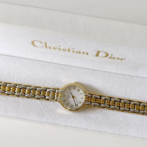 SOLD** Vintage Dior Two Tone Round Watch Dior Things, Two Toned Watch, Aesthetic Wishlist, Dior Watch, Vintage Watches Women, Round Watch, Watches Luxury, Womens Watches Luxury, Classy Jewelry