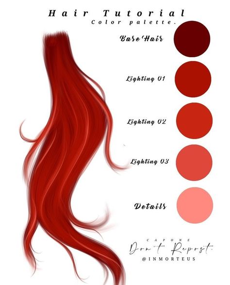 Anime Hair Color, Drawing Hair Tutorial, Comic Tutorial, Red Colour Palette, Paint Brush Art, Palette Art, Digital Art Beginner, Ibis Paint X, Model Drawing