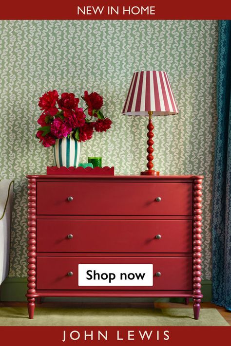 Your new season home 🏡 Designed for you, whatever your style ✨ Bedroom Panelling, Red Theory, Red Dresser, Maine Cottage, Uni Room, Night Table, Diy Interior, Spare Room, Home Trends