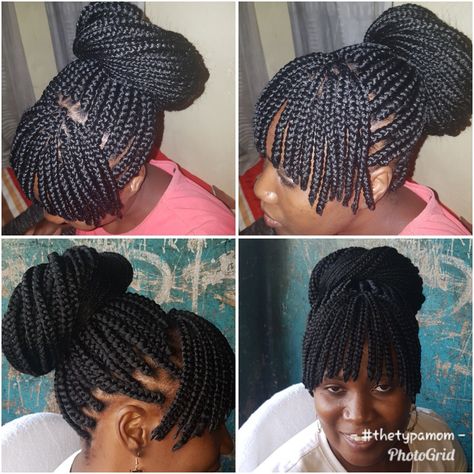 Braids With Fringe Hairstyles African, Braid Styles With Bangs, Braid Bangs Hairstyles Black Women, Braided Bangs Hairstyles For Black Women, Box Braids With Fringe, Cornrows With Bangs, Braids With Bangs For Black Women, Braids With Fringe, Box Braids With Bangs