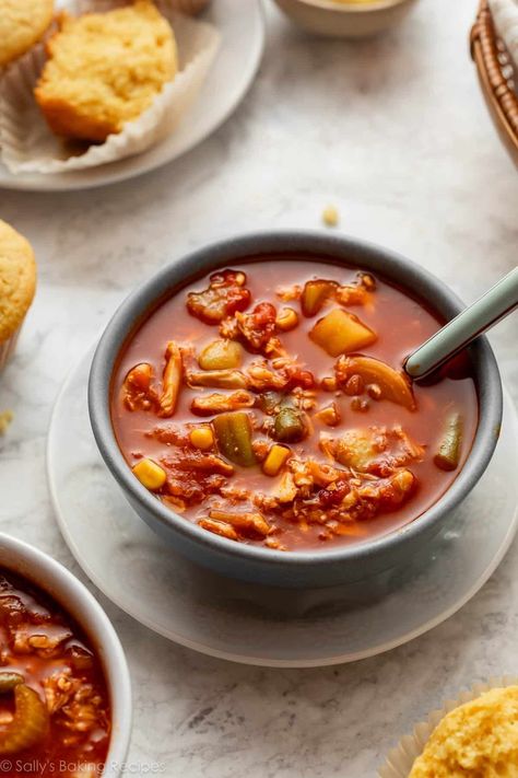 A tomato- and broth-based soup full of healthy vegetables and the delicate flavor and texture of lump blue crab, Maryland crab soup is a local staple that deserves to be shared far and wide. This is a generously seasoned family favorite, and welcomes many substitutions based on what you have on hand. Recipe on sallysbakingaddiction.com