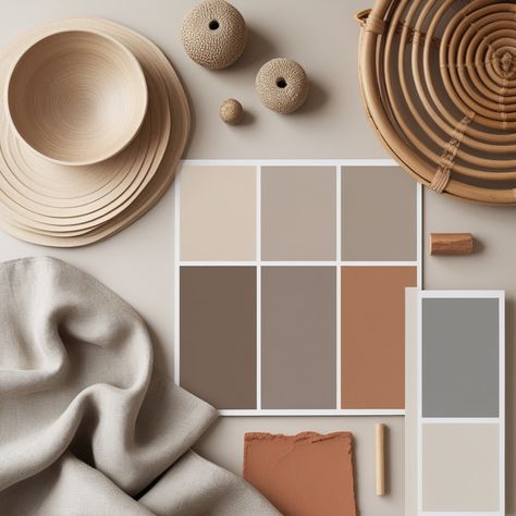 A Japandi-inspired mood board featuring neutral and earthy color swatches (beige, taupe, light wood, and warm gray).

Textures of linen, rattan, clay, and wood arranged aesthetically.

A modern composition showcasing Japandi’s signature blend of simplicity and warmth. Japandi Mood Board, Japandi Moodboard, Japandi Color Palette, Neutral Mood Board, Interior Makeover, Natural Color Palette, Furniture Styling, Space Saving Hacks, Lighting Tips