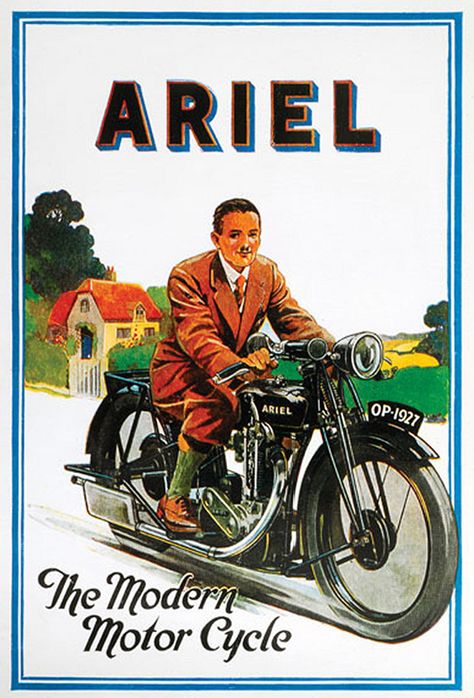 1927 Ariel modern motoring | by bullittmcqueen Ariel Motorcycle, Ariel Modern, Motorcycle Signs, Black Ariel, Motorcycle Advertising, Vintage Racing Poster, Vintage Motorcycle Posters, Bike Poster, Motor Cycles