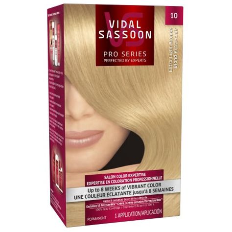 Vidal Sassoon Pro Series Hair Color, 10 Extra Light Blonde, 1 Kit * More info could be found at the image url. (This is an affiliate link) #HairColor Light Cool Blonde, Vidal Sassoon Hair Color, Vidal Sassoon, At Home Hair Color, Cool Blonde, Light Hair Color, Hair Color Balayage, Light Blonde, Blonde Color