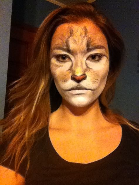 This is my practice for animal makeup. I chose a cat that lives in the animal shelter I volunteer at. Below is the final look I did in class. Cat Face Makeup, Lion Makeup, Fox Makeup, Animal Makeup, Movie Makeup, Theatre Makeup, Animal Images, Theatrical Makeup, Makeup Class