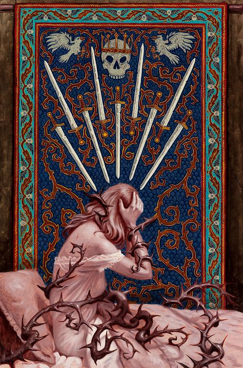 Nine Of Swords Tarot, Nine Of Swords, Swords Art, Ace Of Swords, Museum Studies, Swords Tarot, Medieval Tapestry, Sketch Tattoo Design, Artist Collective