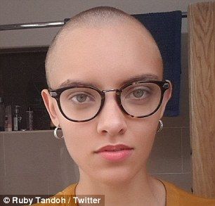 Hair today, gone tomorrow: Former GBBO runner-up Ruby Tandoh, 24, shaved off her bouncy curls and shared pictures of her new look with her social media followers Buzzed Pixie, Buzzed Hair Women, Buzz Cut Women, Shaved Hair Women, Bald Head Women, Hair Today Gone Tomorrow, Buzzed Hair, Bald Girl, Super Short Hair