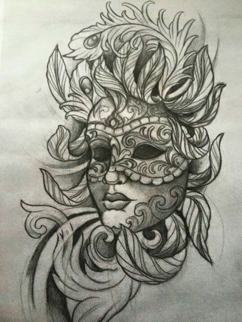 Venetian Mask Tattoo, Masquerade Mask Tattoo, Beautiful Angel Tattoos, African Tattoo, Alice In Wonderland Drawings, Card Tattoo Designs, Surealism Art, Girl Face Tattoo, Mask Drawing