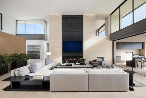 Now and Zen // Drewett Works Zen Living Room, Contemporary Family Room, Interior Design Gallery, Limestone Wall, Luxury Modern Homes, Family Room Fireplace, Clerestory Windows, Paradise Valley, Luxury Homes Dream Houses