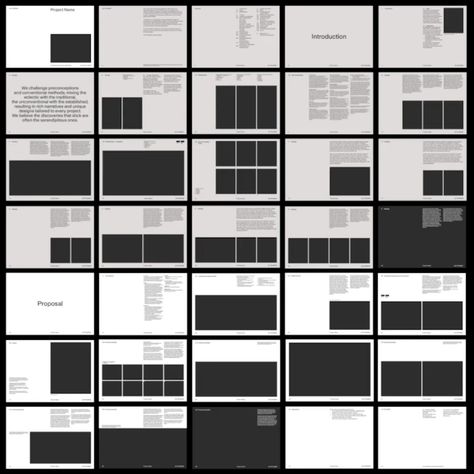 Indesign Layout Presentation, Portfolio Layout Indesign, Folio Layout Design, Portfolio Grid Layout, Design Folio Layout, Indesign Layout Architecture, Presentation Grid Layout, Black And White Portfolio Design, Portfolio Ppt Design