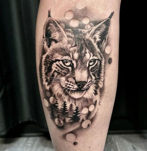 Bobcat Tattoos, Mens Tattoos, Lynx, Wild Cats, Tattoos For Guys, Tatting, Black And Grey, Tattoos, Quick Saves