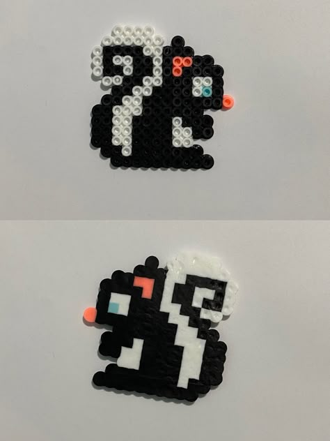 Skunk Perler Bead Pattern, Axolotl Perler Beads, Tiny Perler Bead Patterns, Pearler Bead Design, Hama Beads Animals, Melted Beads, Melty Bead Designs, Ironing Beads, Hamma Beads Ideas