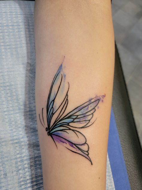 Teal And Purple Tattoos, Blue Watercolor Butterfly Tattoo, Teal And Purple Butterfly Tattoo, Blue Purple Butterfly Tattoo, Purple And Teal Tattoo, Purple Butterfly Tattoos, Purple And Blue Tattoo, Purple Watercolor Tattoo, Teal Butterfly Tattoo