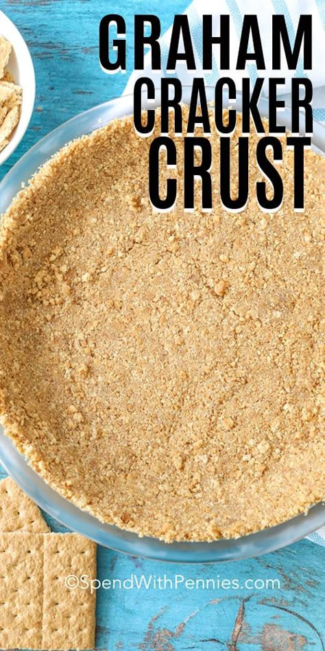 This easy no-bake graham cracker crust is made with only 3 ingredients and ready in 15 minutes! This homemade crust recipe is perfect for any cream or custard filling dessert. #spendwithpennies #grahamcrackercrust #nobake #3ingredients #piecrust No Bake Graham Cracker Crust, Spend With Pennies Recipes, Baked Graham Cracker Crust, Cracker Pie Crust, Cracker Pie, Homemade Graham Cracker Crust, Homemade Crust, Homemade Graham Crackers, Cake Recipes Easy Homemade